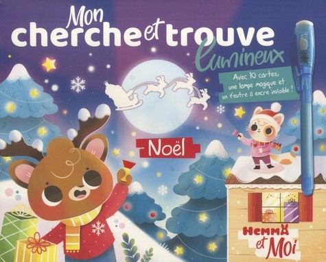  Mon cherche et trouve lumineux Noël - Avec 10 cartes, 1 lampe magique et 1 feutre à encre invisible 