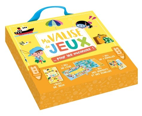 Ma valise de jeux, pour les vacances ! - Contient : 1 bloc de jeux, 1 jeu de serpents et des échelles, 1 jeu de 7 familles   Ma valise de jeux, pour les vacances ! - Contient : 1 bloc de jeux, 1 jeu de serpents et des échelles, 1 jeu de 7 familles