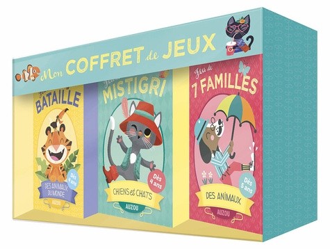  Mon coffret de jeux - Contient : 1 jeu de 7 familles des animaux ; 1 jeu de bataille des animaux du monde ! 1 jeu de Mistigri Chiens et chats  