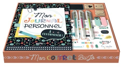  Mon journal personnel - Réalise ton propre bullet carnet ! Avec 3 tampons, 1 encrier, des notes repositionnables, 3 stylos, des autocollants, du fil de coton pour personnaliser ta couverture 