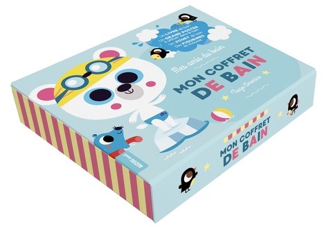  Mon coffret de bain - Un livre de bain, un grand poster à utiliser dans le bain, un jouet de bain, des figurines de mousse  