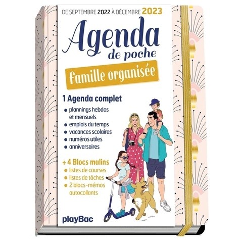  Agenda de poche famille organisée - Couverture rose  