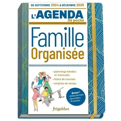  Agenda de poche 2025 de la famille organisée - bleu (de sept. 2024 à déc. 2025) 