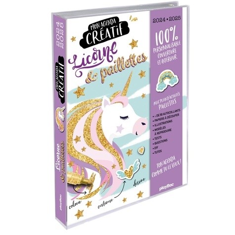  Mon agenda créatif paillettes licorne 2024-2025 