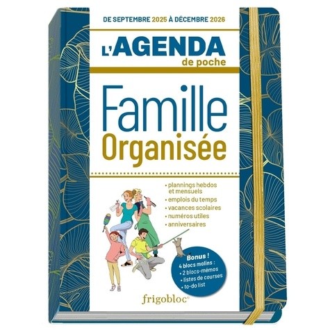  L'agenda de poche 2026 de la famille organisée - bleu (de sept. 2025 à déc. 2026) 
