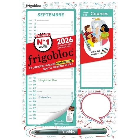  Mini Frigobloc Mensuel 2026 à chacun sa couleur ! (de sept. 2025 à déc. 2026) 