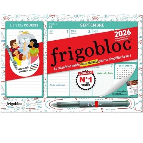  Mini Frigobloc Hebdomadaire 2026 à chacun sa couleur ! (de sept. 2025 à déc. 2026) 