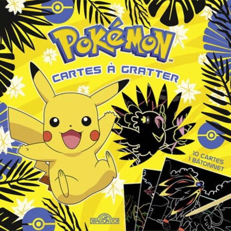  Pokémon Cartes à gratter Pikachu - Avec 10 cartes, 1 bâtonnet  