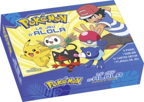 Le jeu d'Alola - Avec 5 pions, 1 sablier, 10 cartes-décor, 1 plateau de jeu 