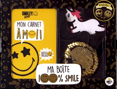  Ma boîte 100 % smile - Contient 1 carnet, 1 porte-clé en sequins réversibles, 5 stickers géants 