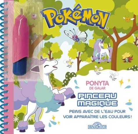  Pokémon - Ponyta de Galar - Peins avec de l'eau pour voir apparaître les couleurs ! Avec 1 pinceau  