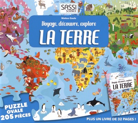  Voyage, découvre, explore la terre - Coffret contenant 1 livre et 1 puzzle 