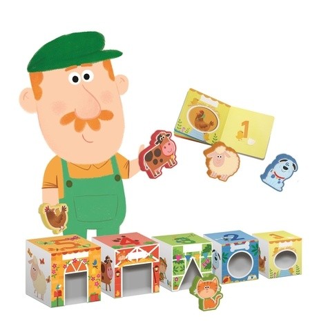 La ferme - Livre et cubes de construction 